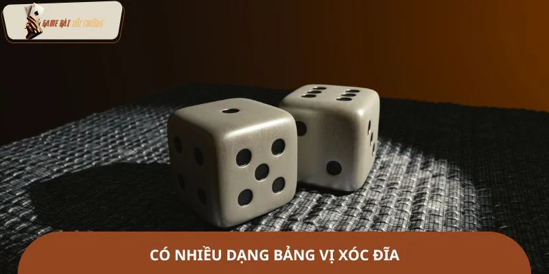 Có nhiều dạng bảng vị xóc đĩa